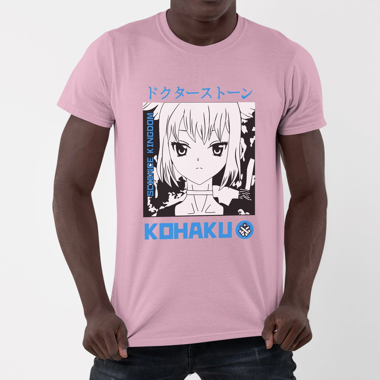 Camiseta Básica Kohaku Dr. Stone Rosa Bebê