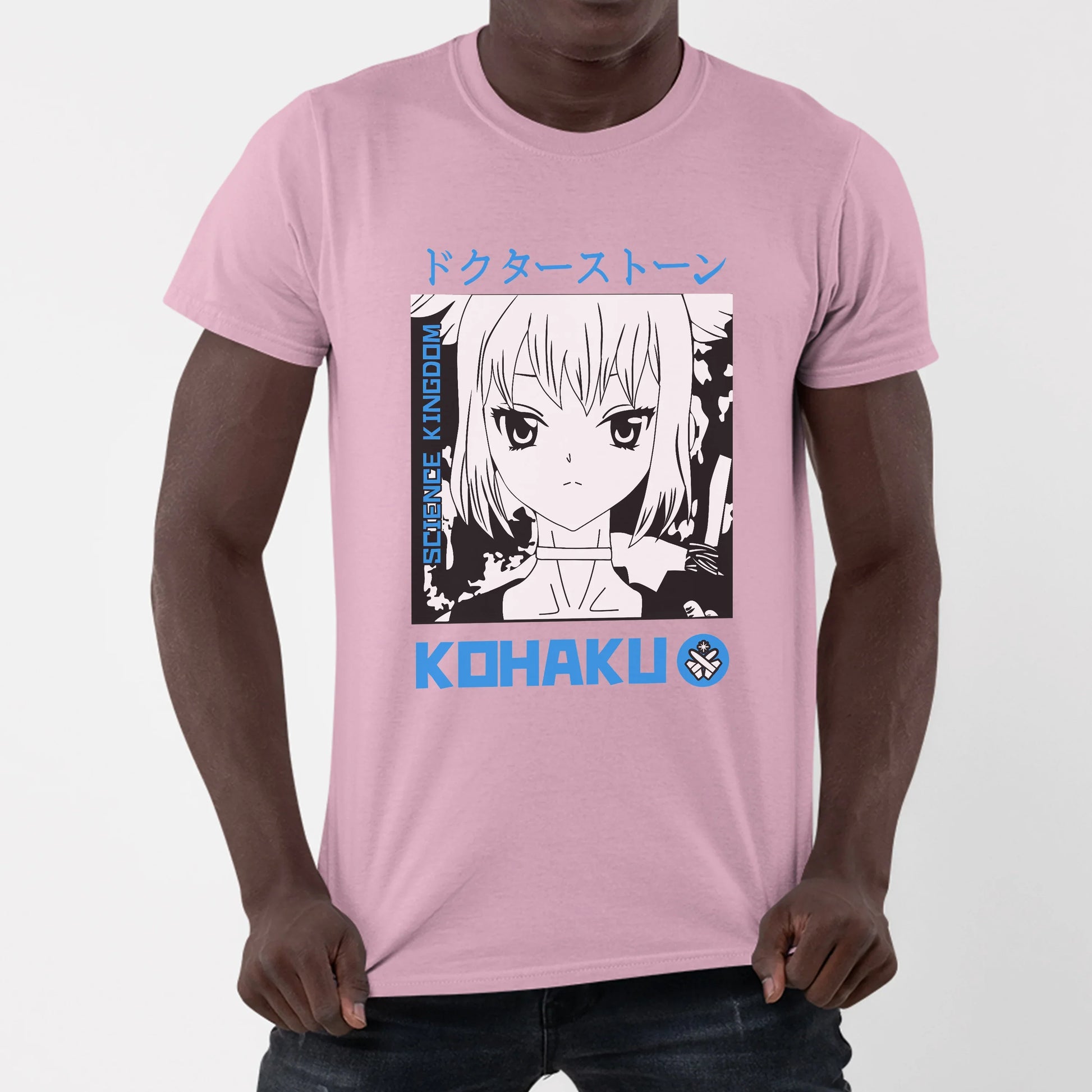 Camiseta Básica Kohaku Dr. Stone Rosa Bebê