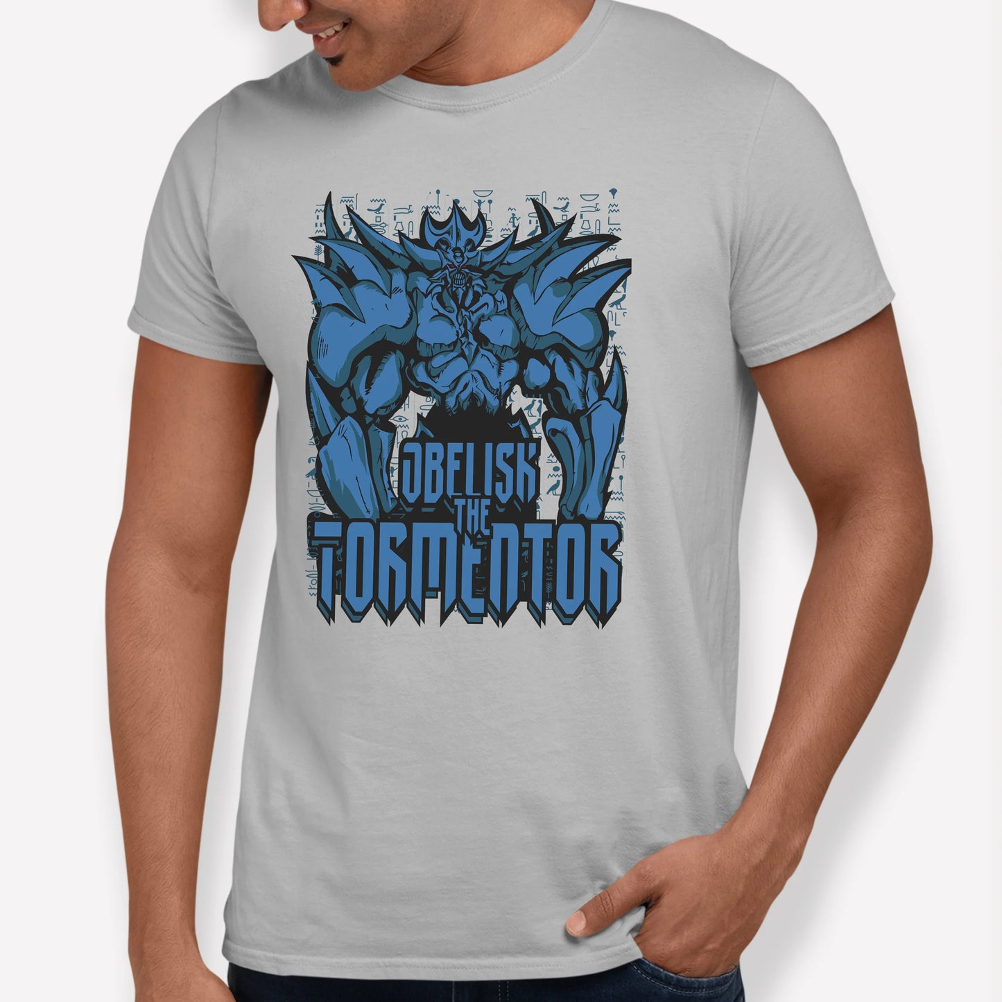Camiseta Básica Obelisco o Atormentador Yu-Gi-Oh!-cinza