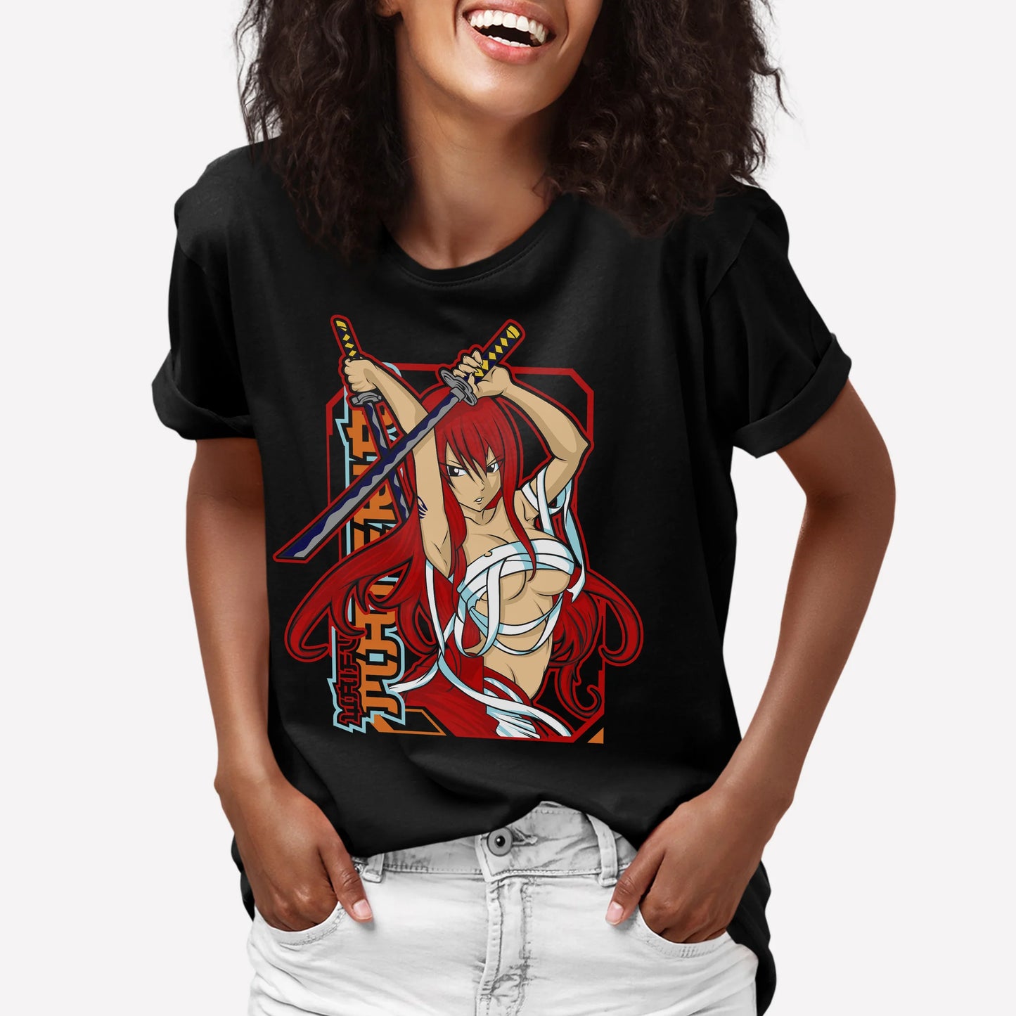 Camiseta Básica Erza Fairy Tail Preto