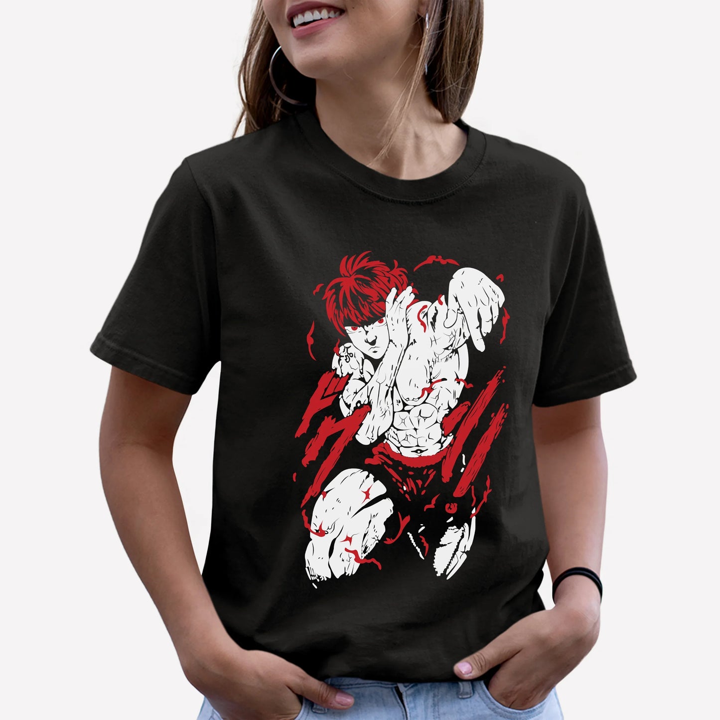 Camiseta Básica Hanma Baki-preto
