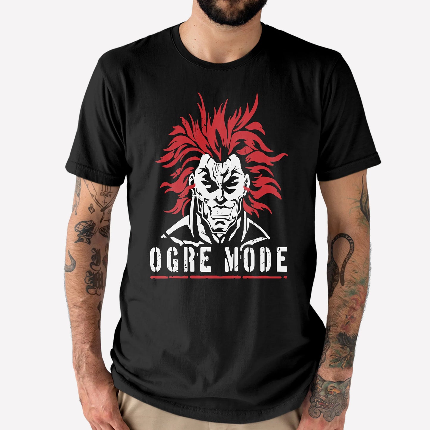 Camiseta Básica Ogre Mode Baki-preto