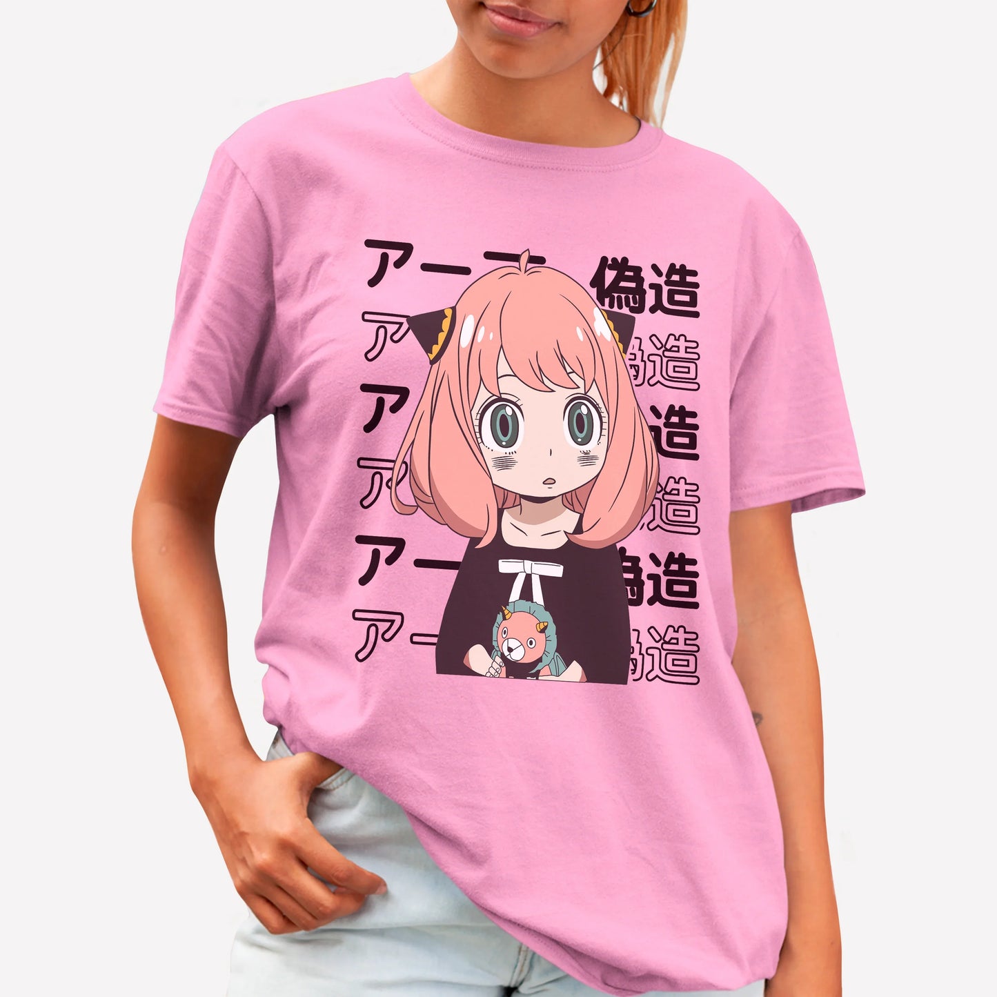 Camiseta Spy x Family Anya Forger-rosa bebe