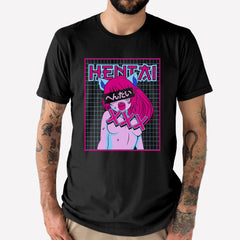 Camiseta Básica Ecchi Girl Pink Hair