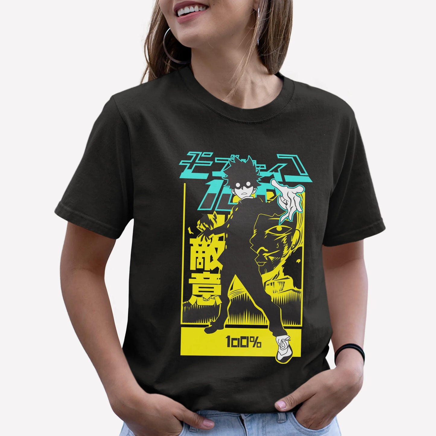 Camiseta Anime Mob Psycho 100 Power-preto