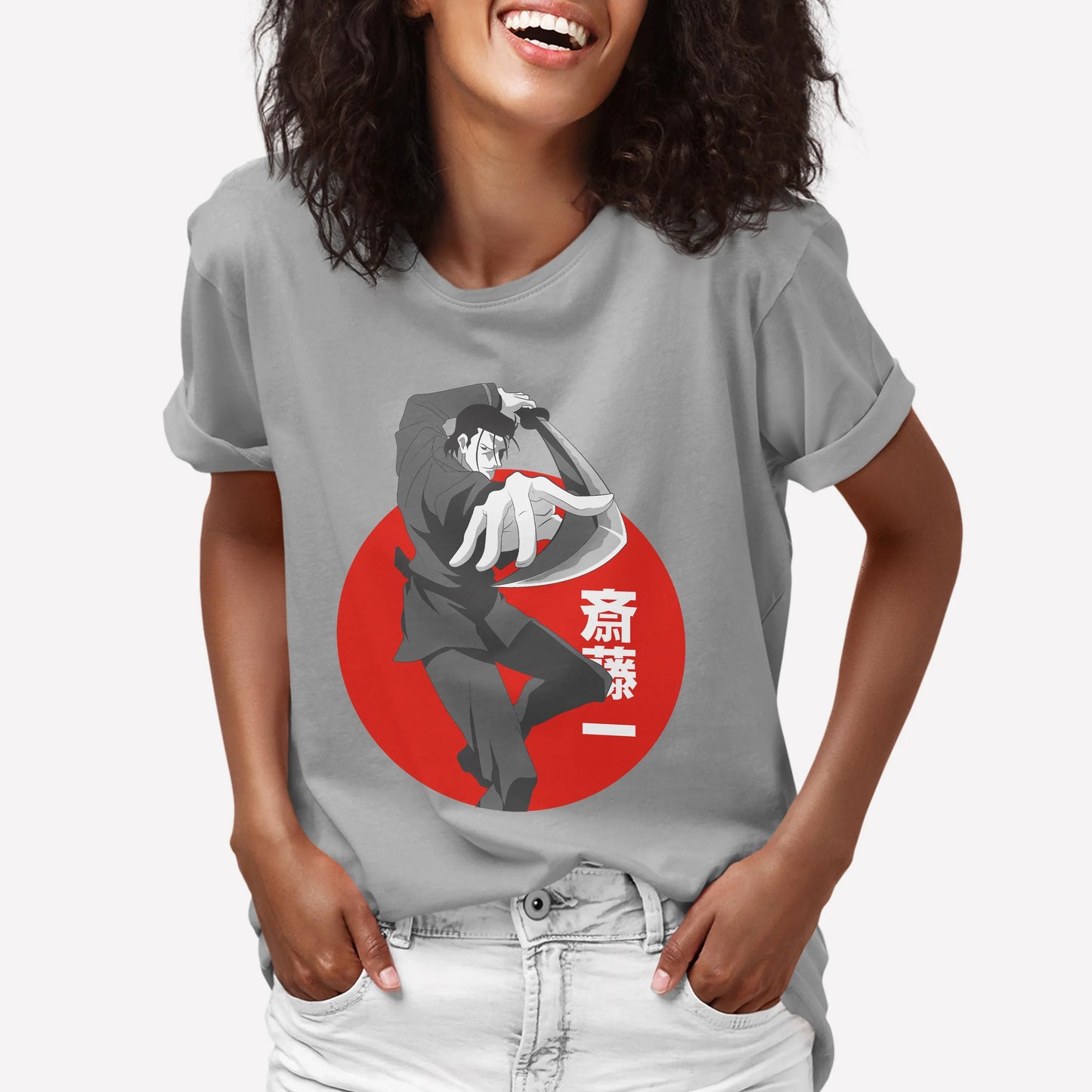 Camiseta Básica Hajime Saito Samurai X-cinza
