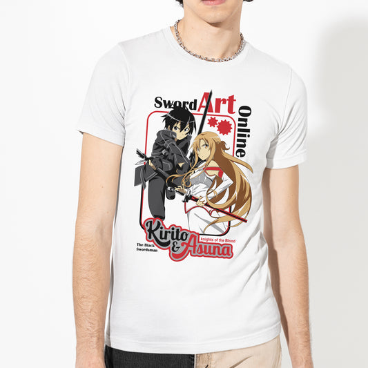 Camiseta Básica Kirito e Asuna Sword Art Online