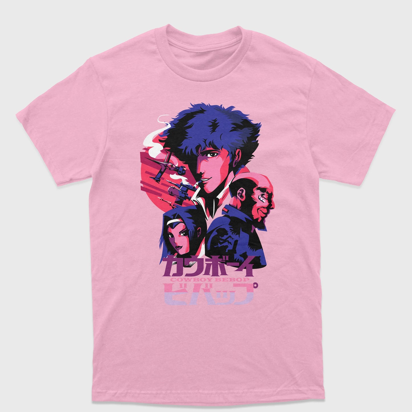 Camiseta Anime Cowboy Bebop Personagens-rosa bebe