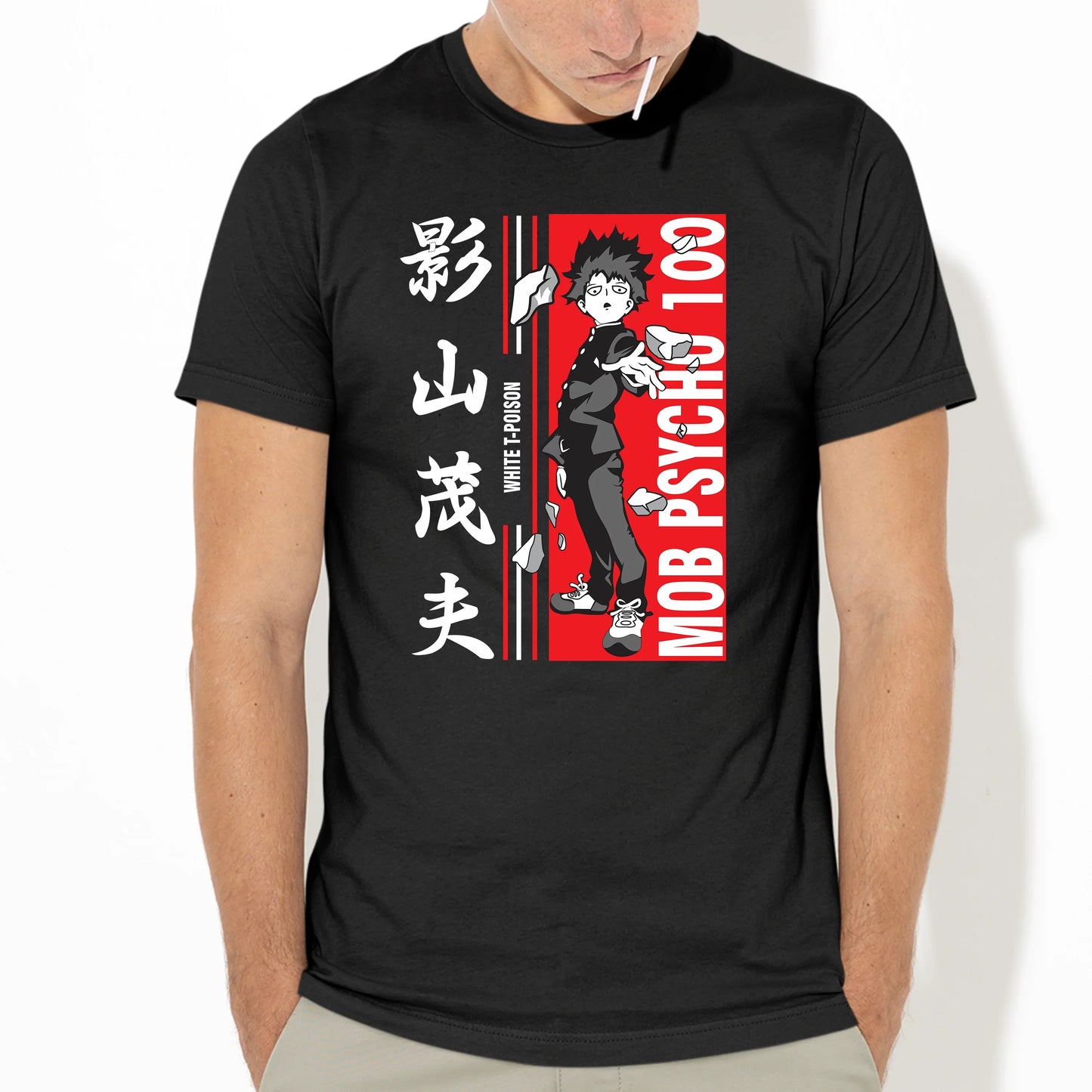 Camiseta Anime Mob Psycho 100 White T-Poison-preto