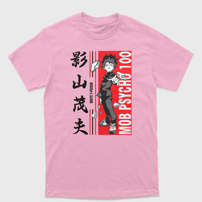 Camiseta Anime Mob Psycho 100 White T-Poison-rosa bebe
