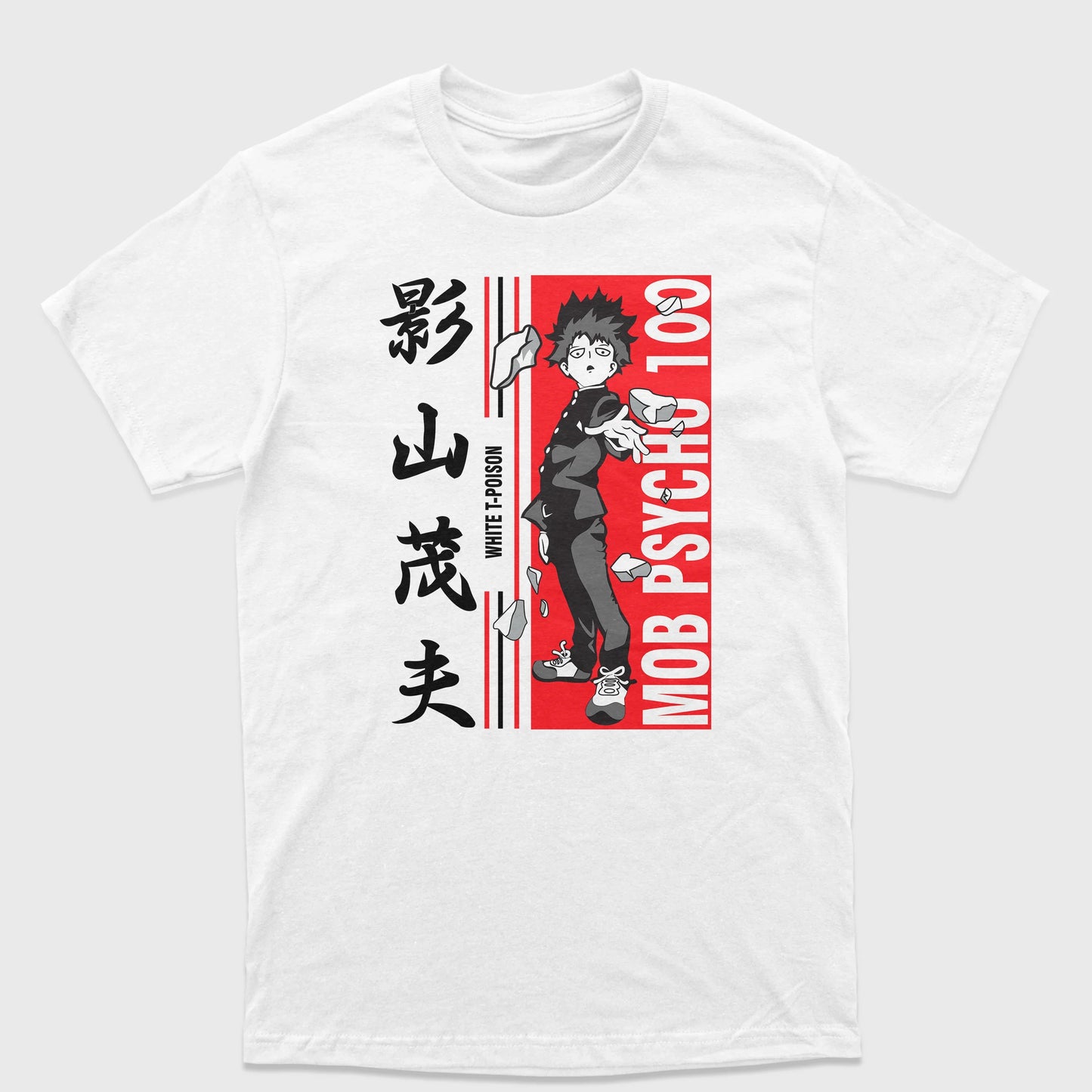 Camiseta Anime Mob Psycho 100 White T-Poison-branco
