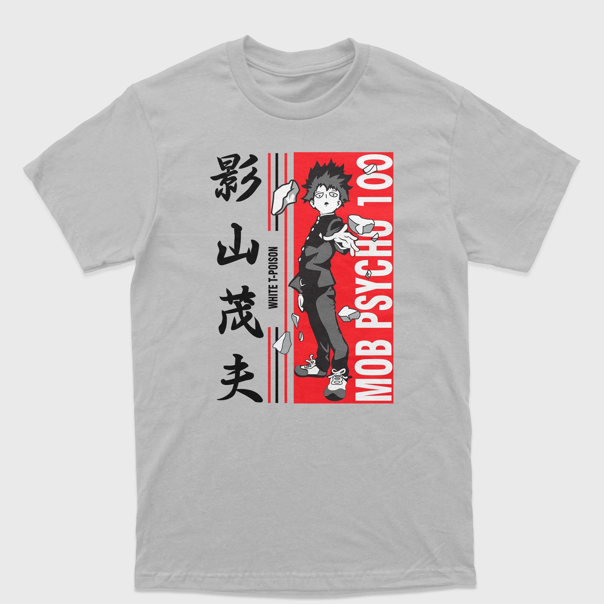 Camiseta Anime Mob Psycho 100 White T-Poison-cinza