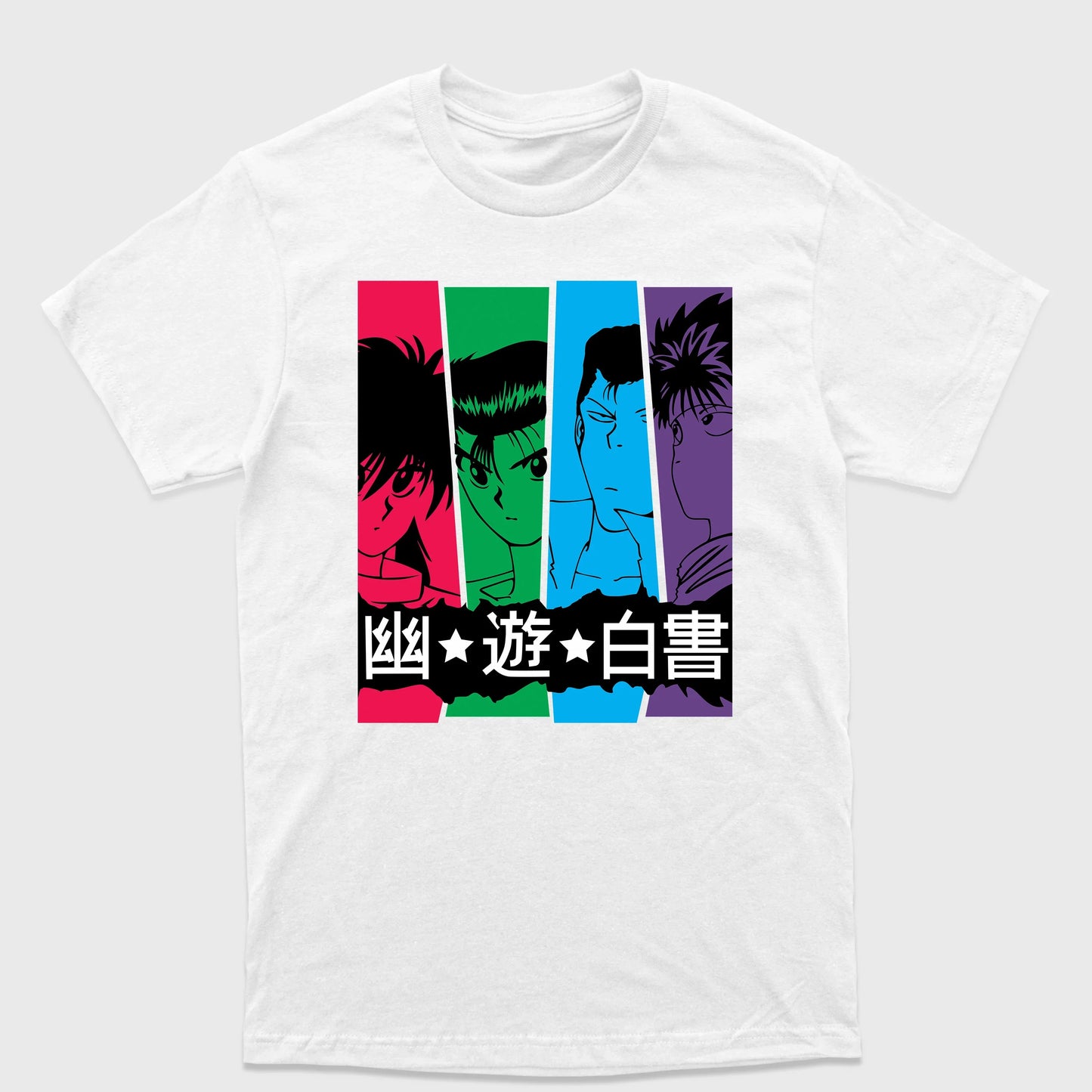 Camiseta Básica Kurama Yusuke Kuwabara e Hiei Yu Yu Hakusho - branca