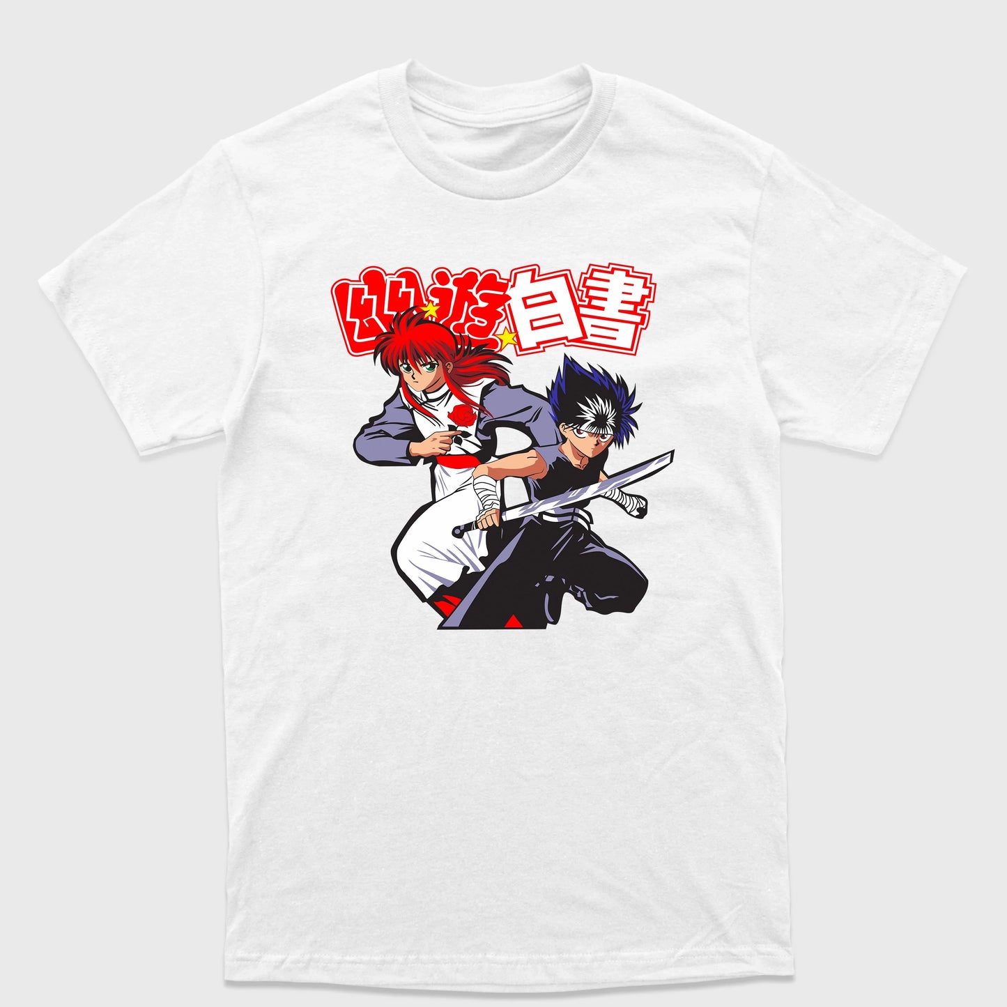 Camiseta Básica Kurama e Hiei Yu Yu Hakusho Branca