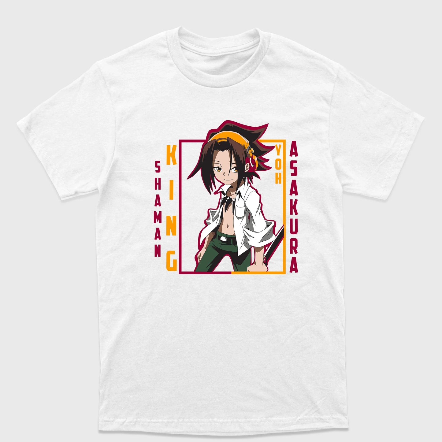 Camiseta Básica Asakura Yoh Shaman King-branco