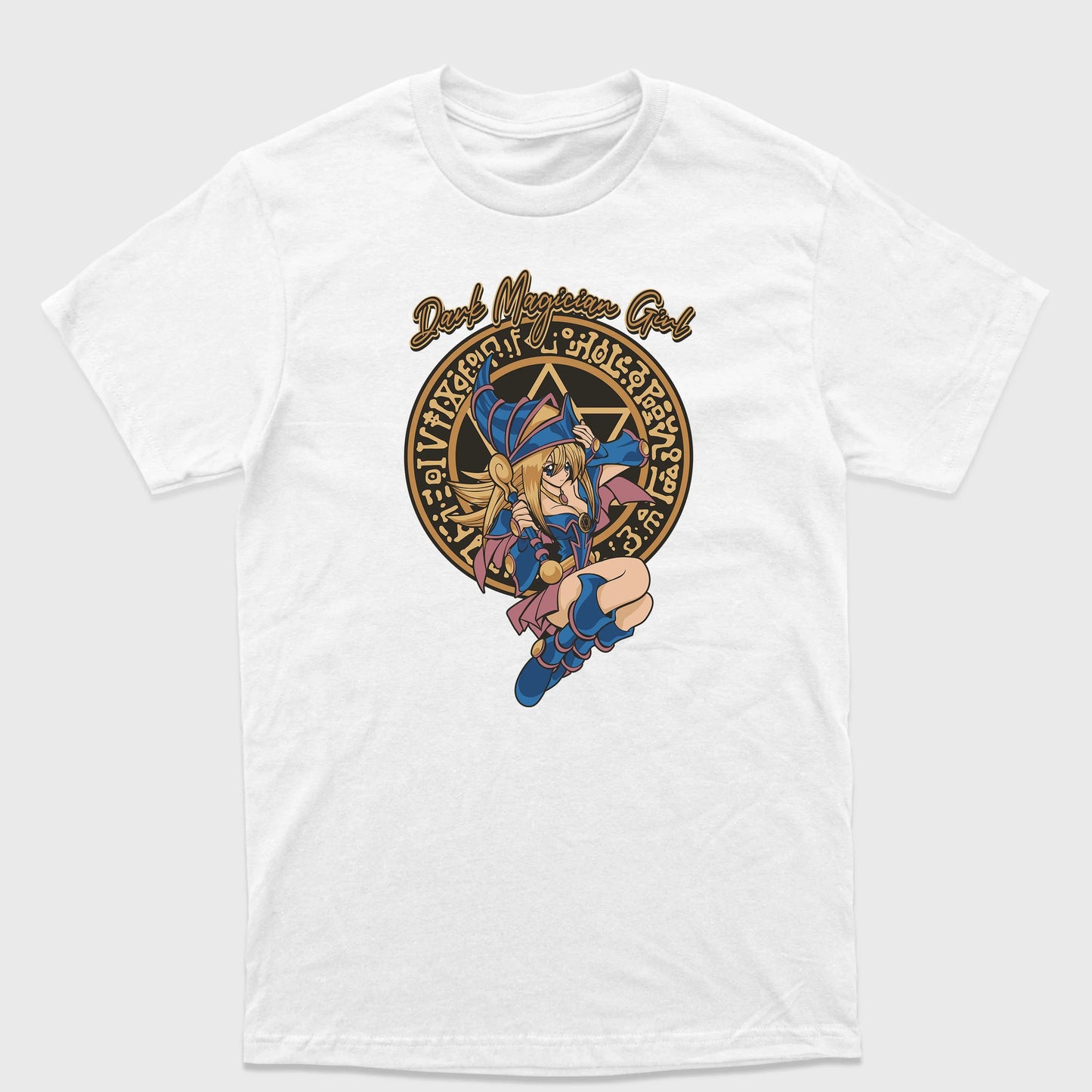 Camiseta Básica Pequena Maga Negra Yu-Gi-Oh!-branco