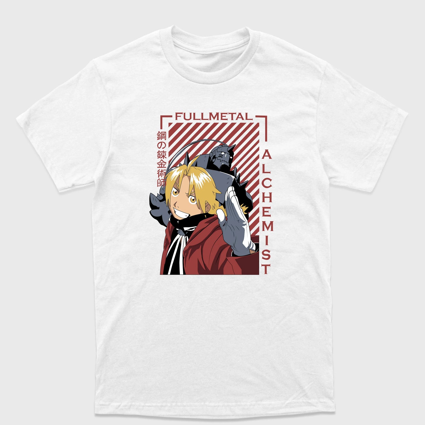 Camiseta Básica Edward e Alphonse Elric FullMetal Alchemist Branco