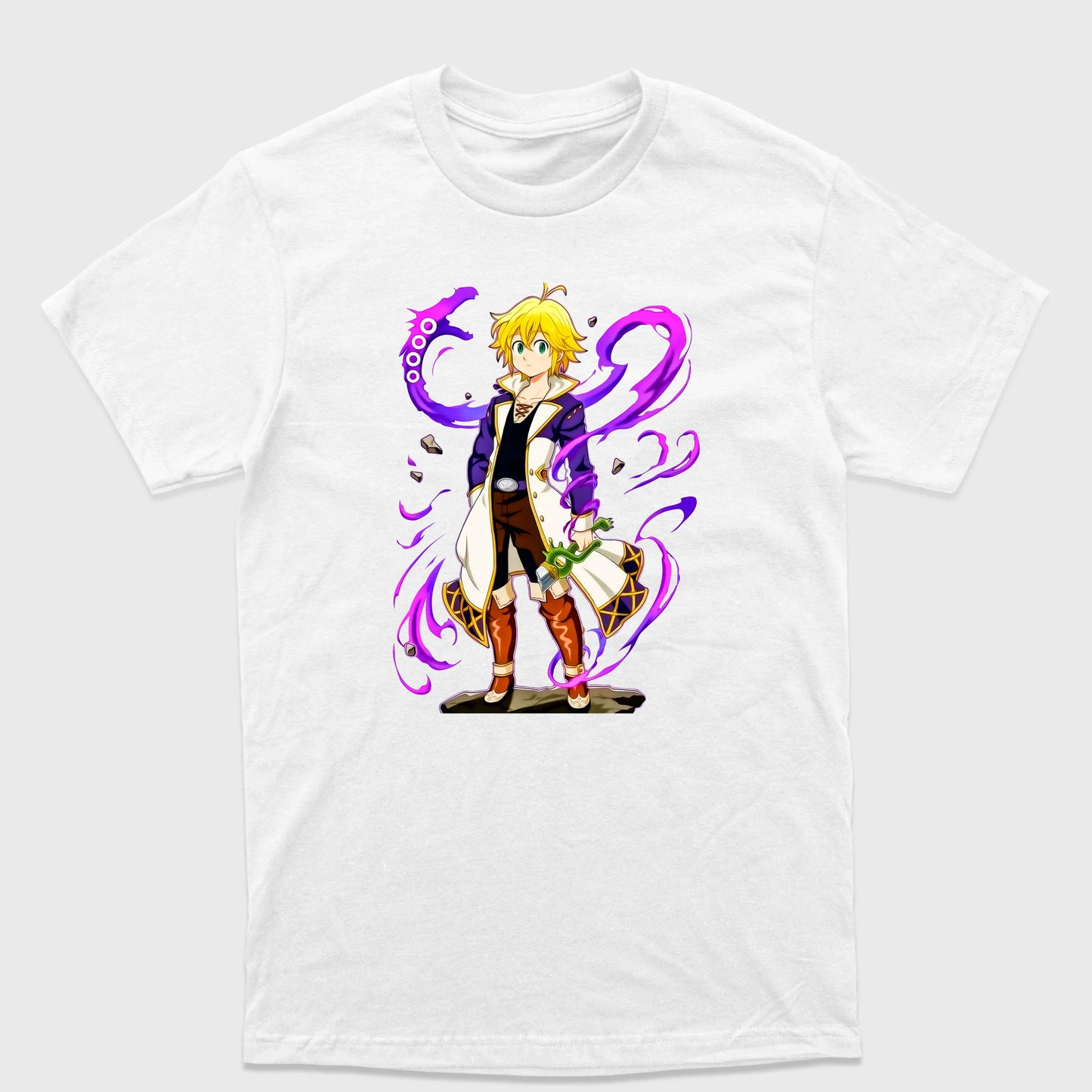 Camiseta Básica Nanatsu No Taizai Meliodas Pecados Branco