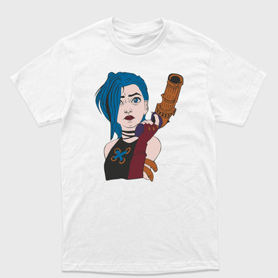 Camiseta Básica Unissex Jinx Arcane League of Legends Branco