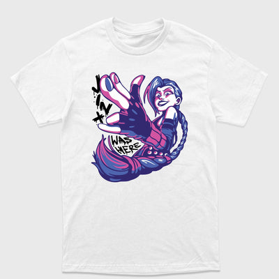 Camiseta Básica Jinx Was Here League of Legends Branco