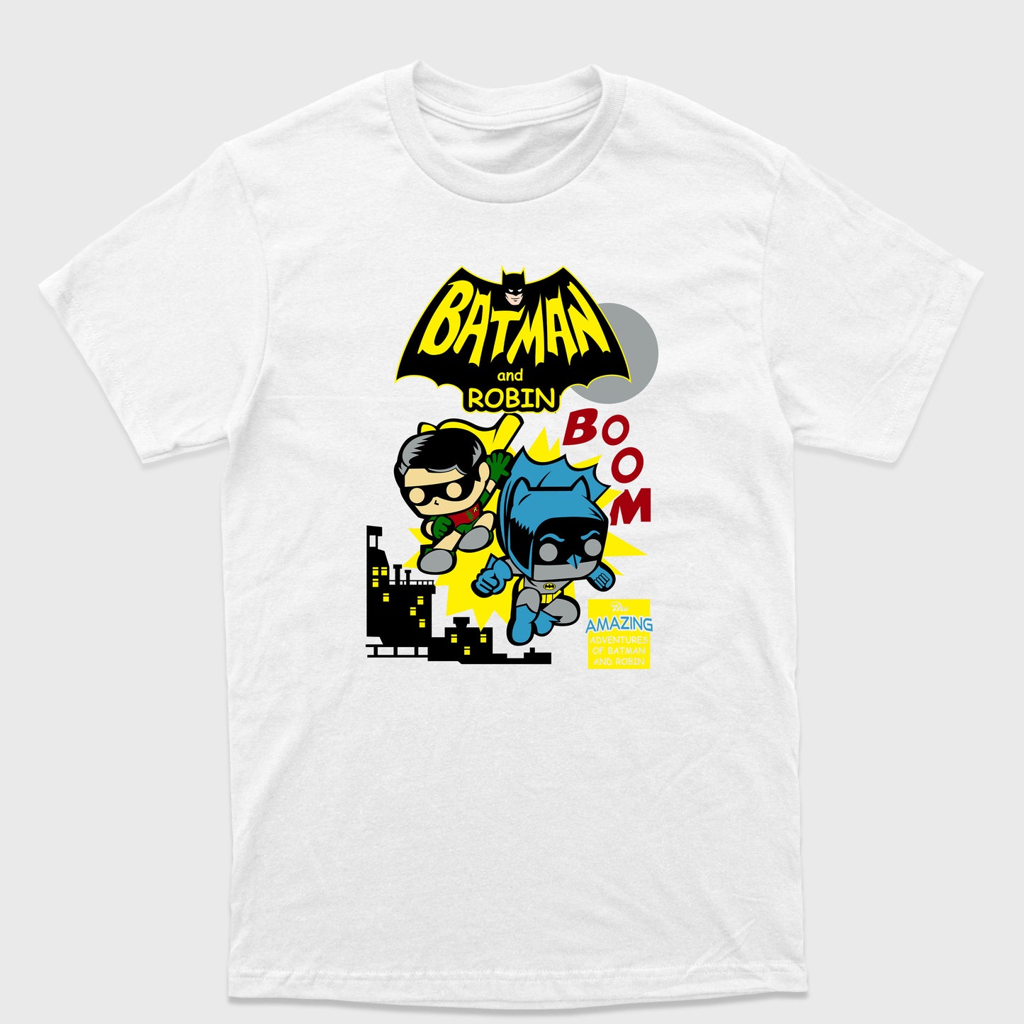 Camiseta Básica Batman and Robin Chibi