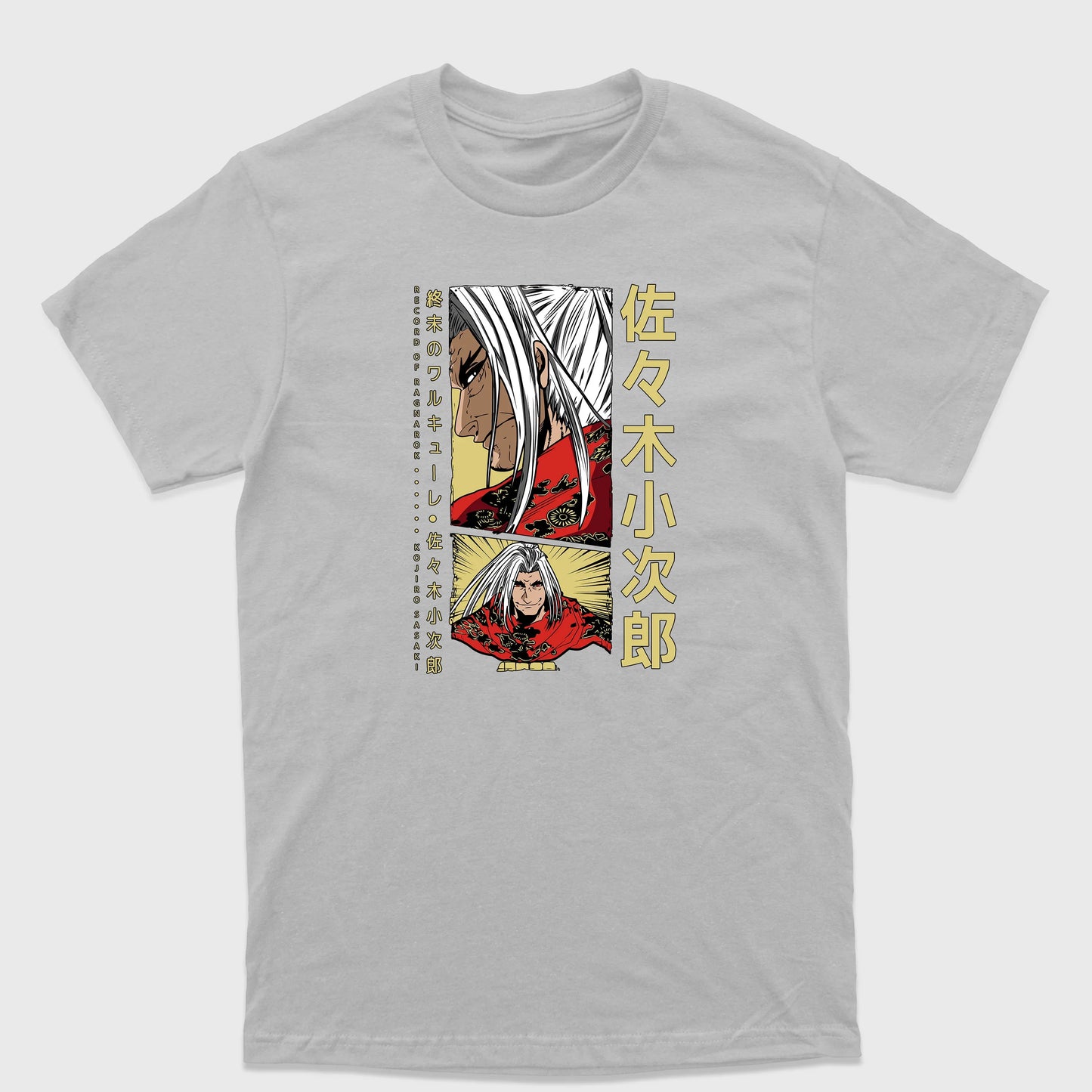 Camiseta Básica Sasaki Kojiro Record of Ragnarok-cinza