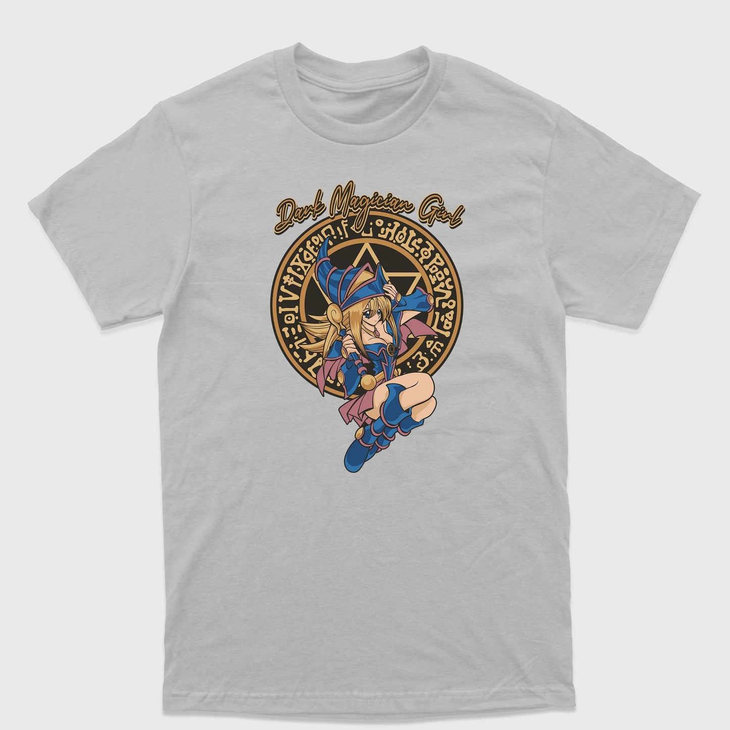Camiseta Básica Pequena Maga Negra Yu-Gi-Oh!-cinza