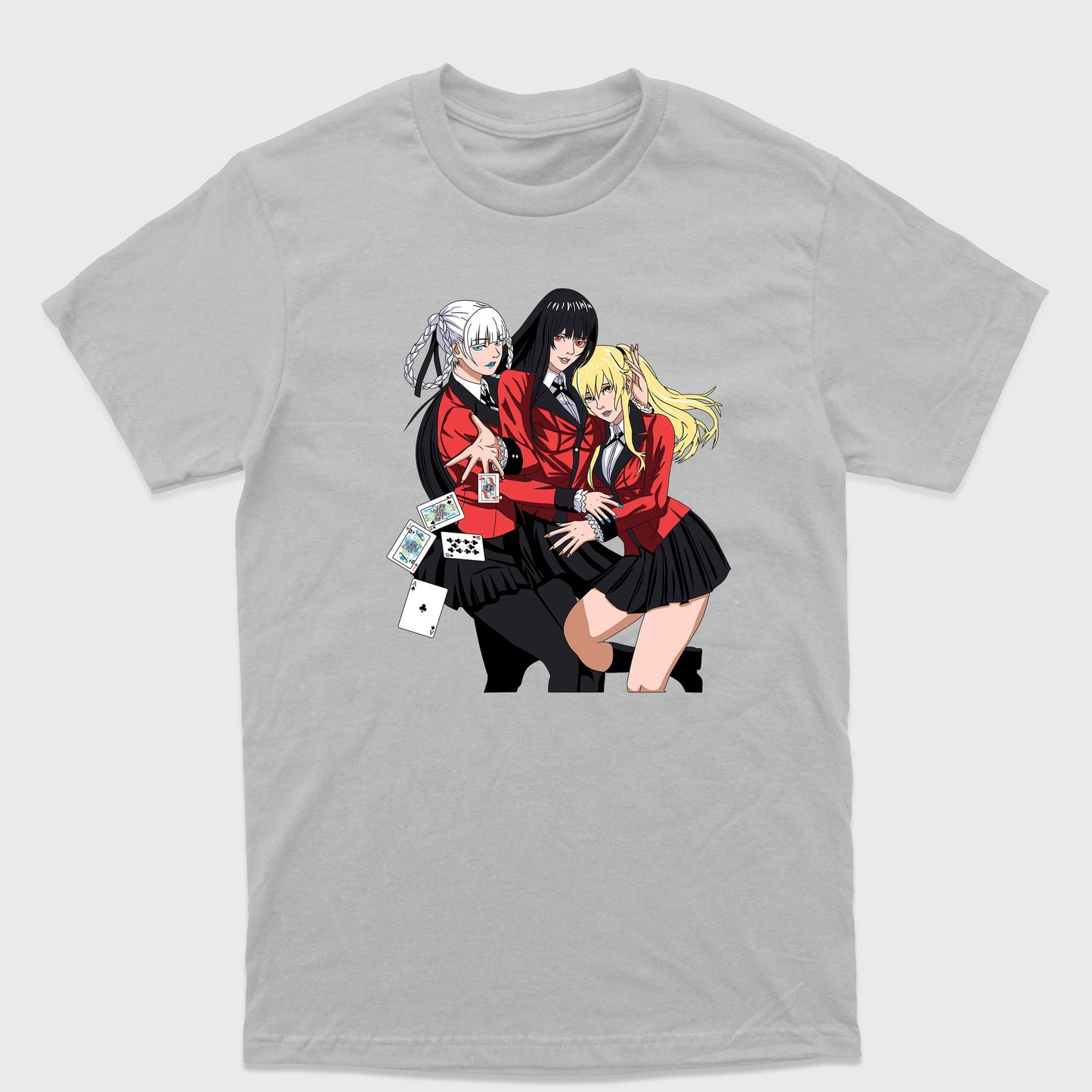 Camiseta Básica Yumeko Mary e Kirari Kakegurui Cinza