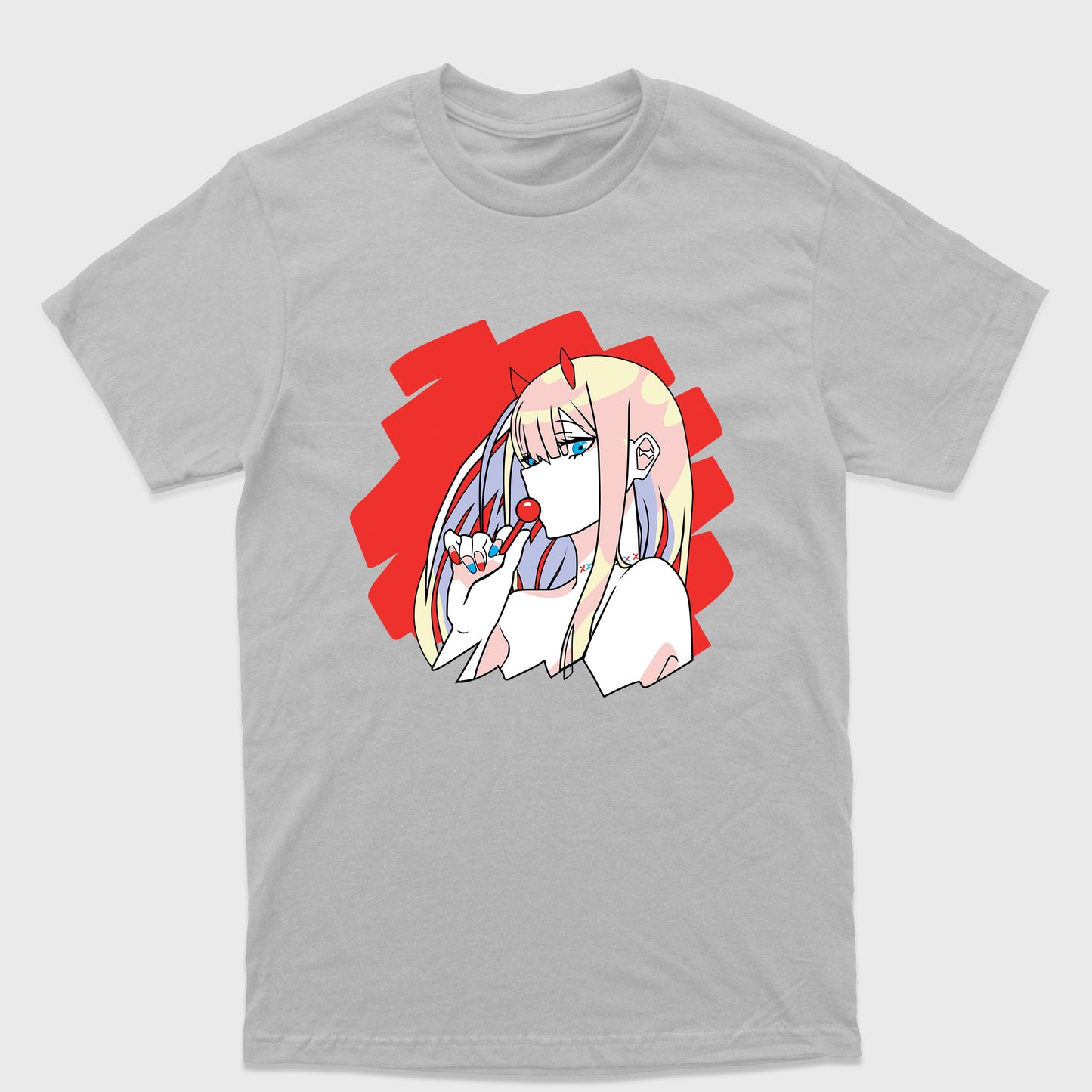 Camiseta Básica Zero Two Darling In The Franxx Cinza