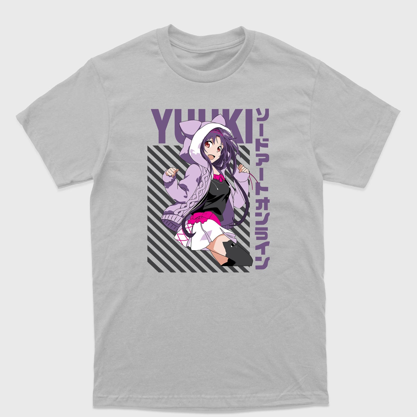 Camiseta Básica Yuuki Casual Sword Art Online Cinza