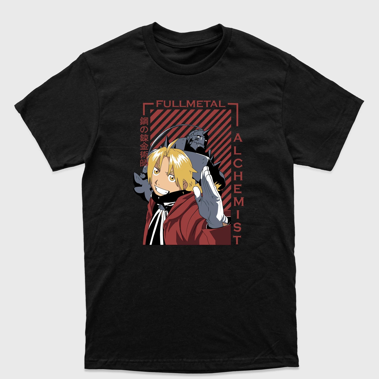 Camiseta Básica Edward e Alphonse Elric FullMetal Alchemist Preto