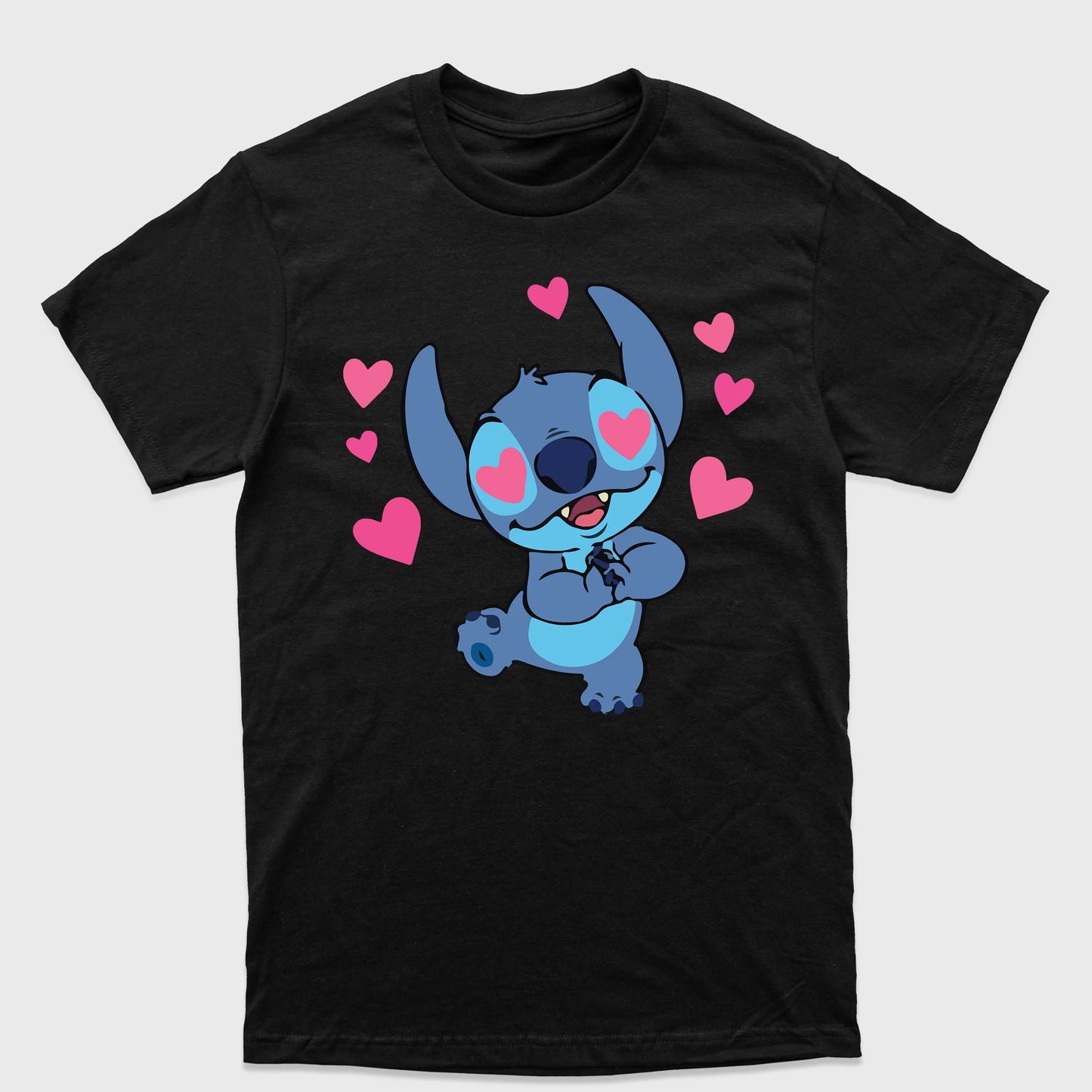 Camiseta Básica Stitch com Corações