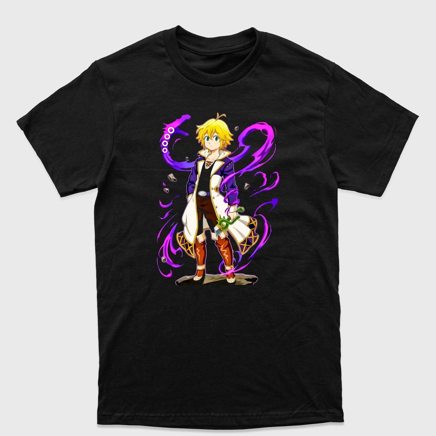 Camiseta Básica Nanatsu No Taizai Meliodas Pecados Preto