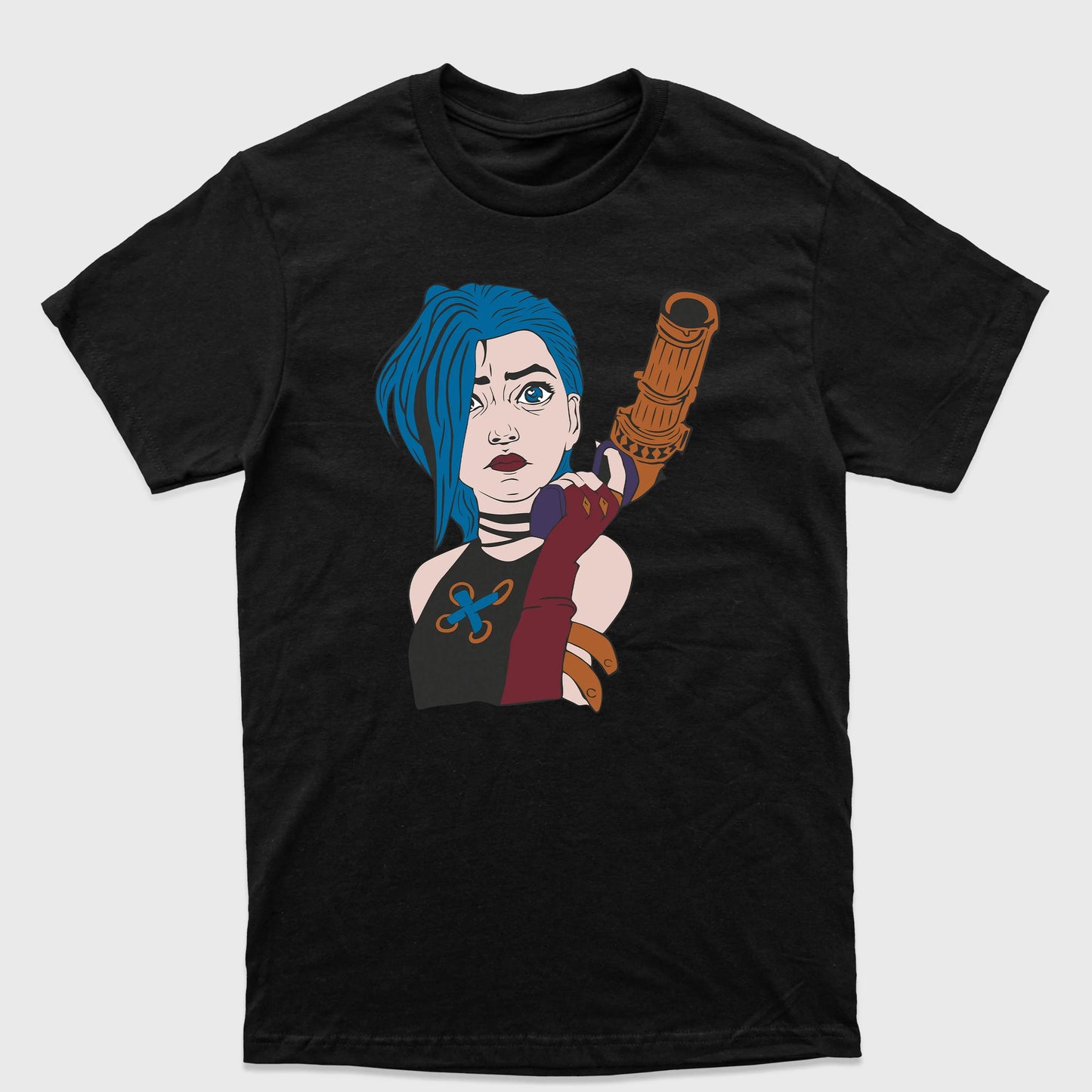 Camiseta Básica Unissex Jinx Arcane League of Legends Preto