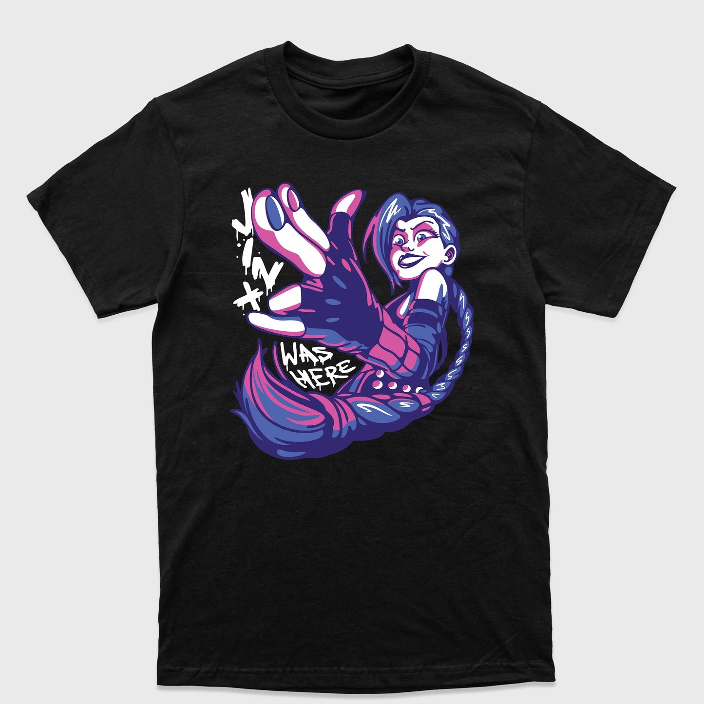 Camiseta Básica Jinx Was Here League of Legends Preto