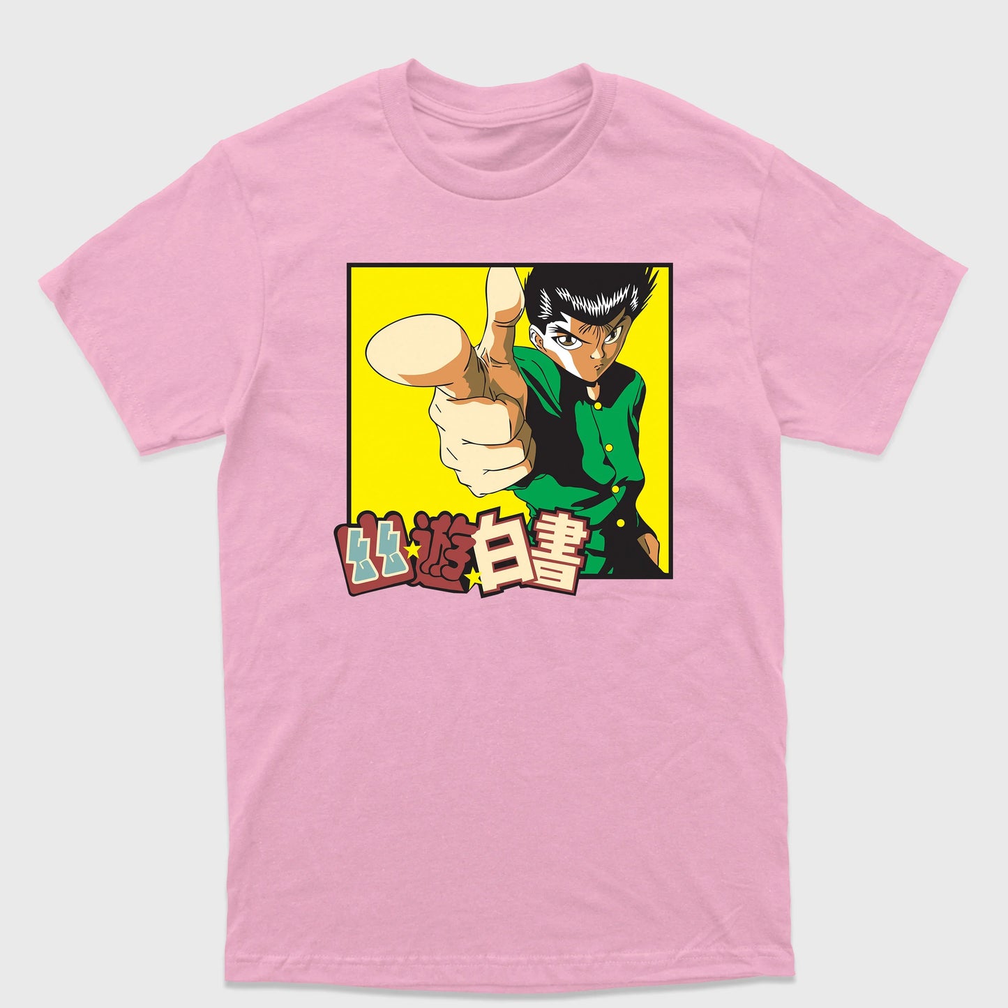 Camiseta Básica Yusuke Urameshi Yu Yu Hakusho - rosa bebê