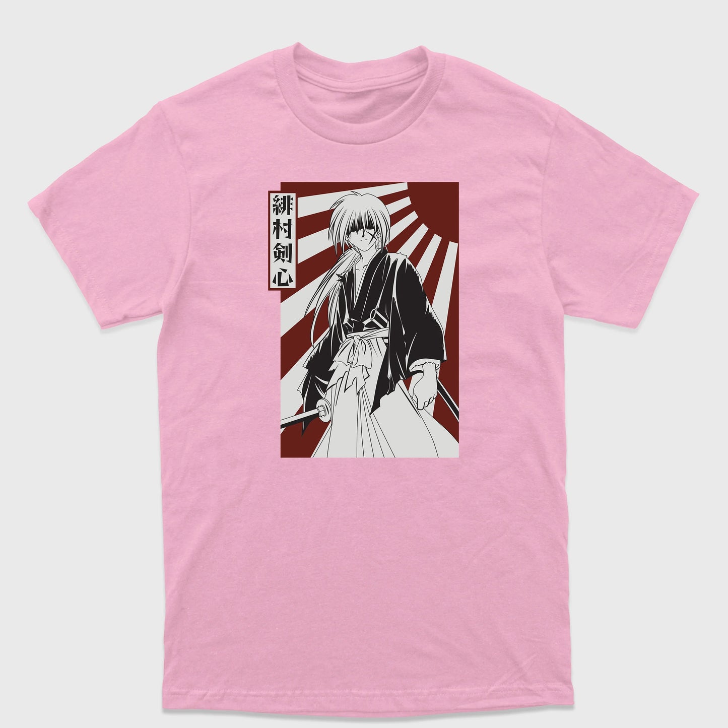 Camiseta Básica Kenshin Samurai X-rosa bebe
