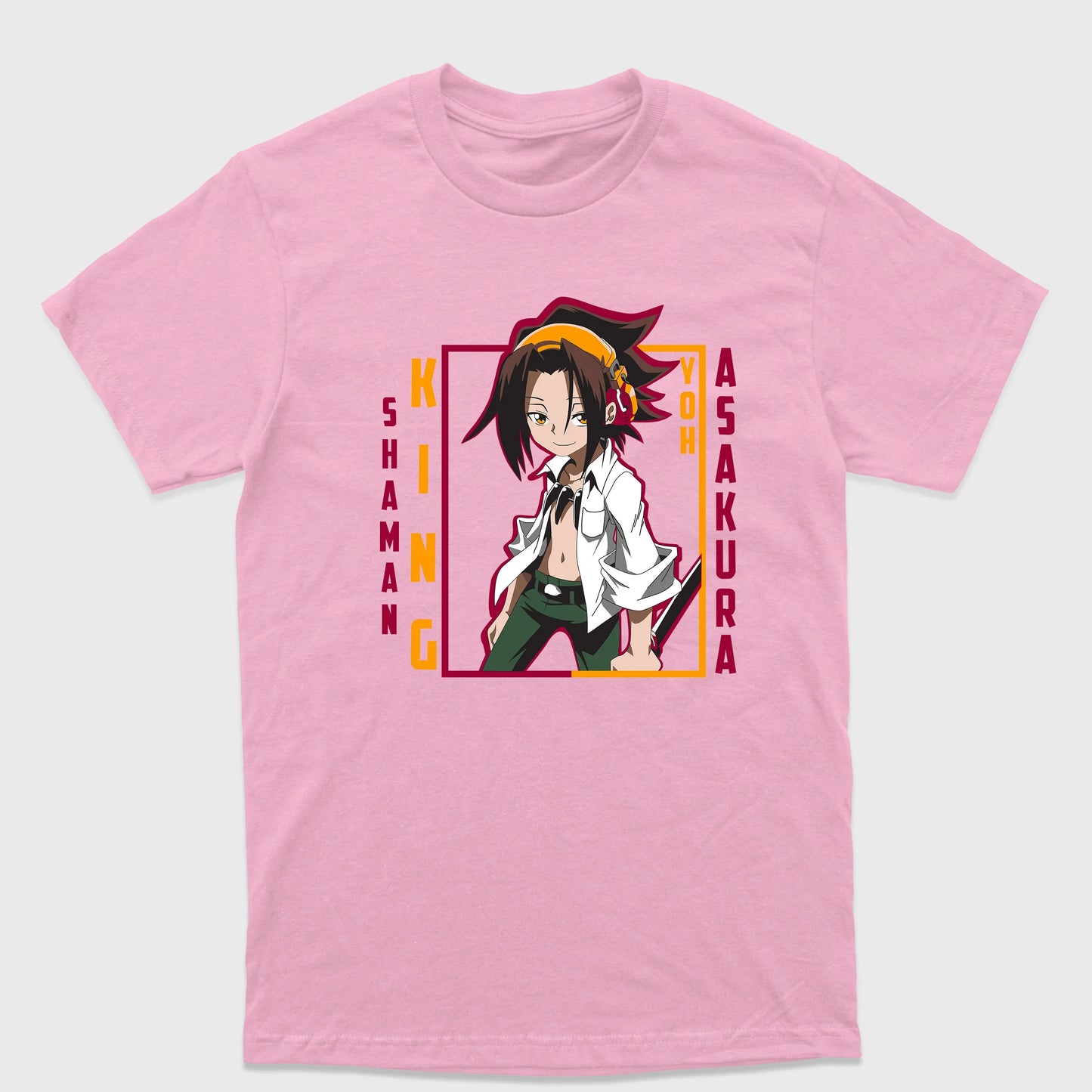 Camiseta Básica Asakura Yoh Shaman King-rosa bebe