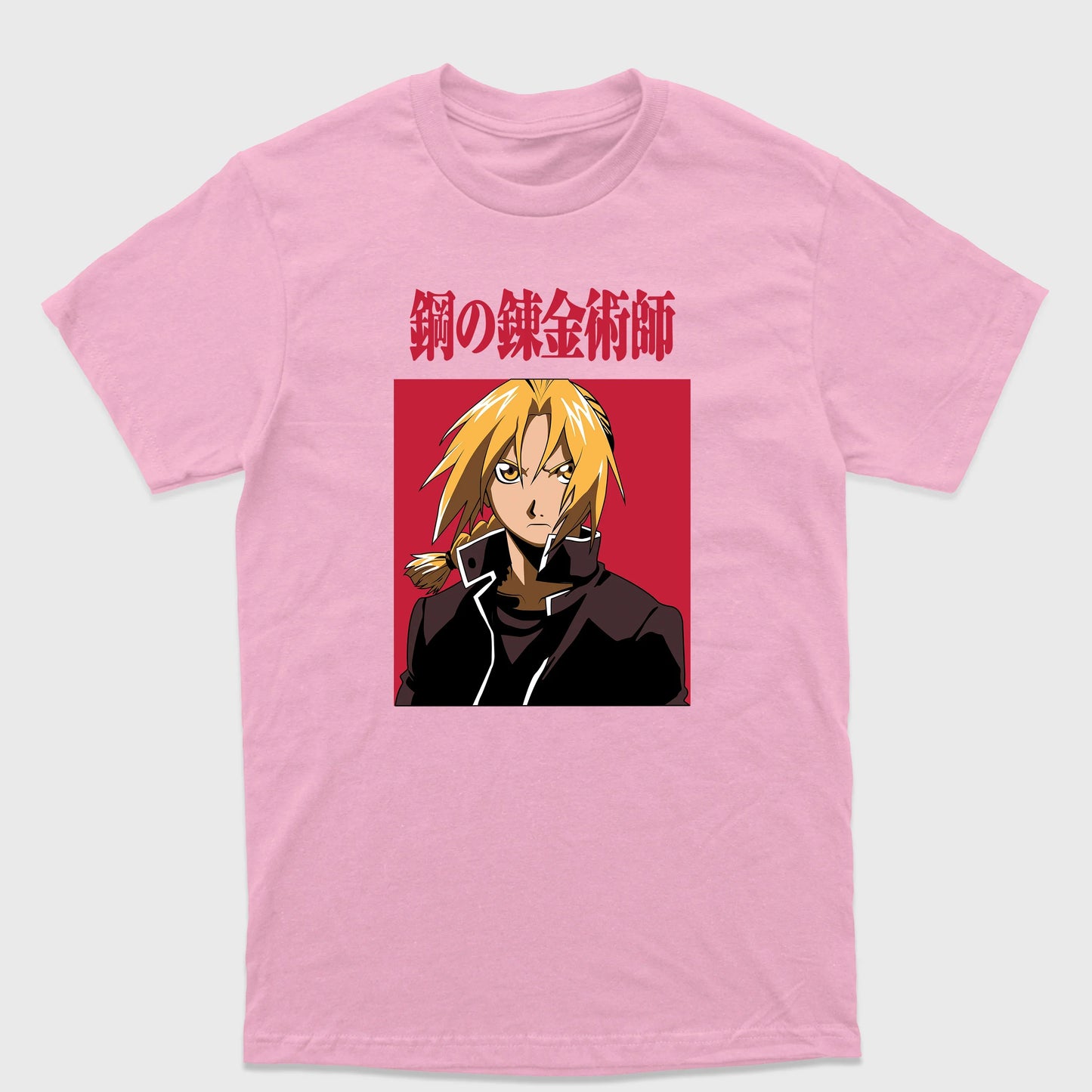 Camiseta Básica Edward Elric FullMetal Alchemist Rosa Bebê