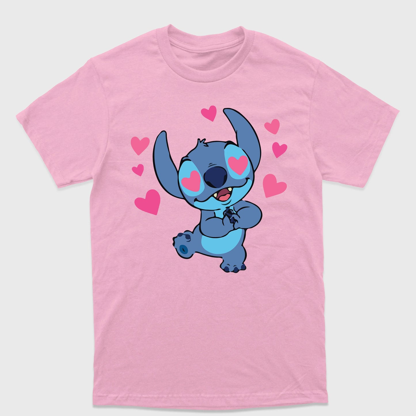 Camiseta Básica Stitch com Corações