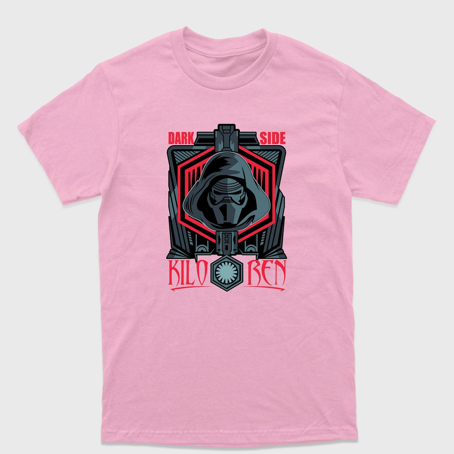 Camiseta Básica Kylo Ren Dark Side Star Wars Rosa Bebê