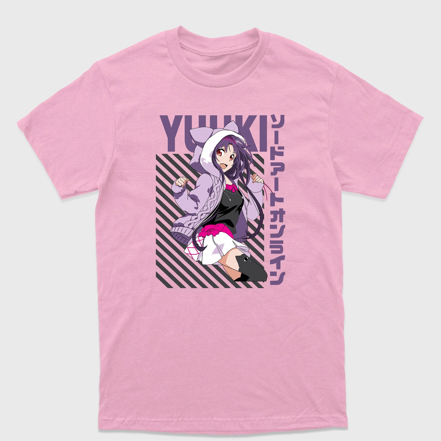 Camiseta Básica Yuuki Casual Sword Art Online Rosa Bebê
