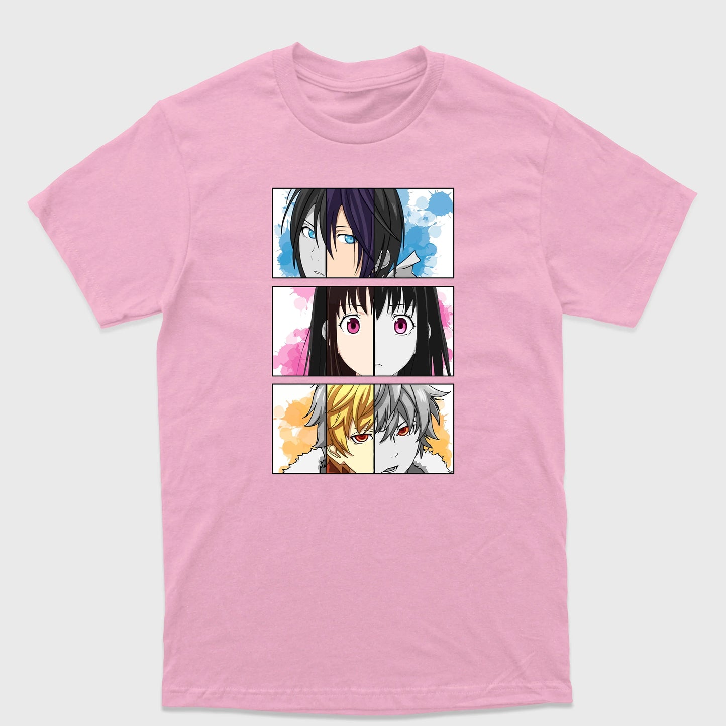 Camiseta Básica Noragami Yato Hiyori Yukine - Rosa bebê