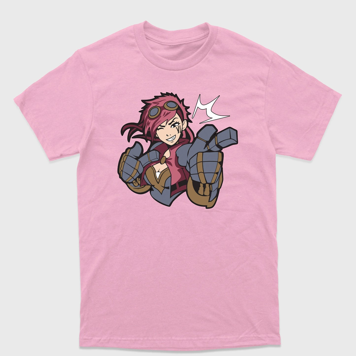 Camiseta Básica Vi League of Legends Arcane Rosa Bebê