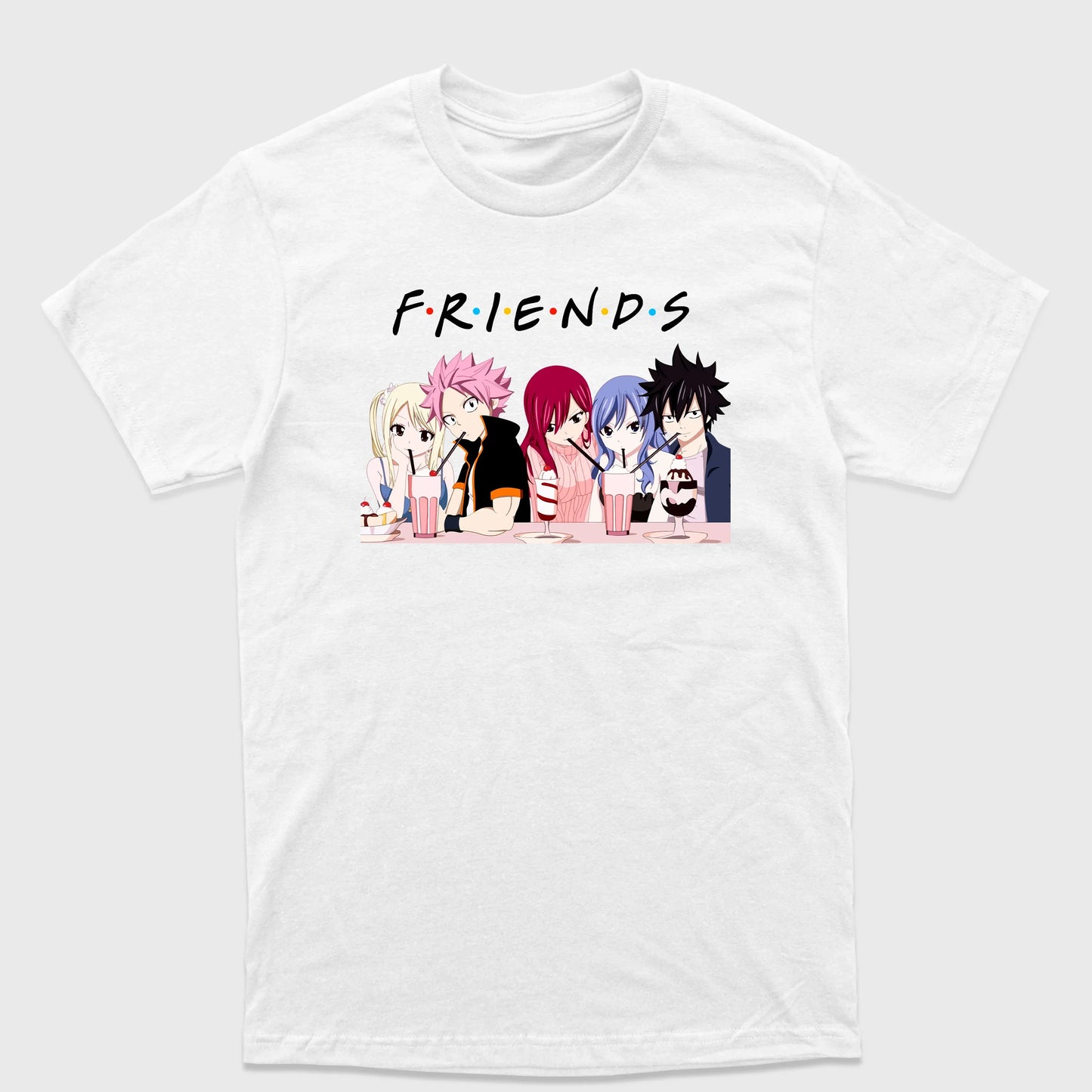 Camiseta Básica Anime Fairy Tail Friends Branco