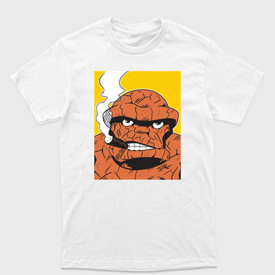 Camiseta Básica Coisa Fumando Quarteto Fantástico Branco