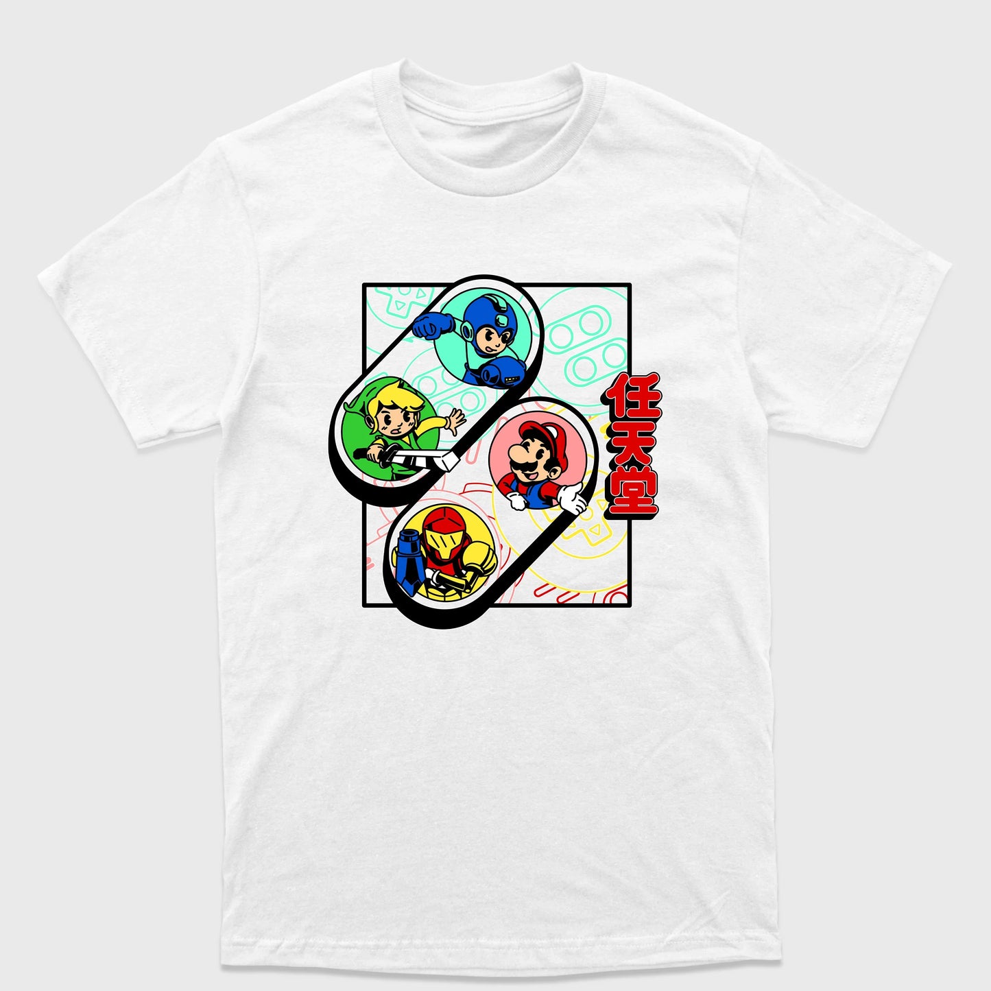 Camiseta Básica Controles Snes Personagens