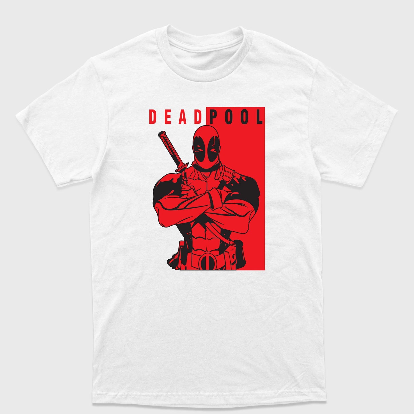 Camiseta Básica Deadpool Braços Cruzados Branco