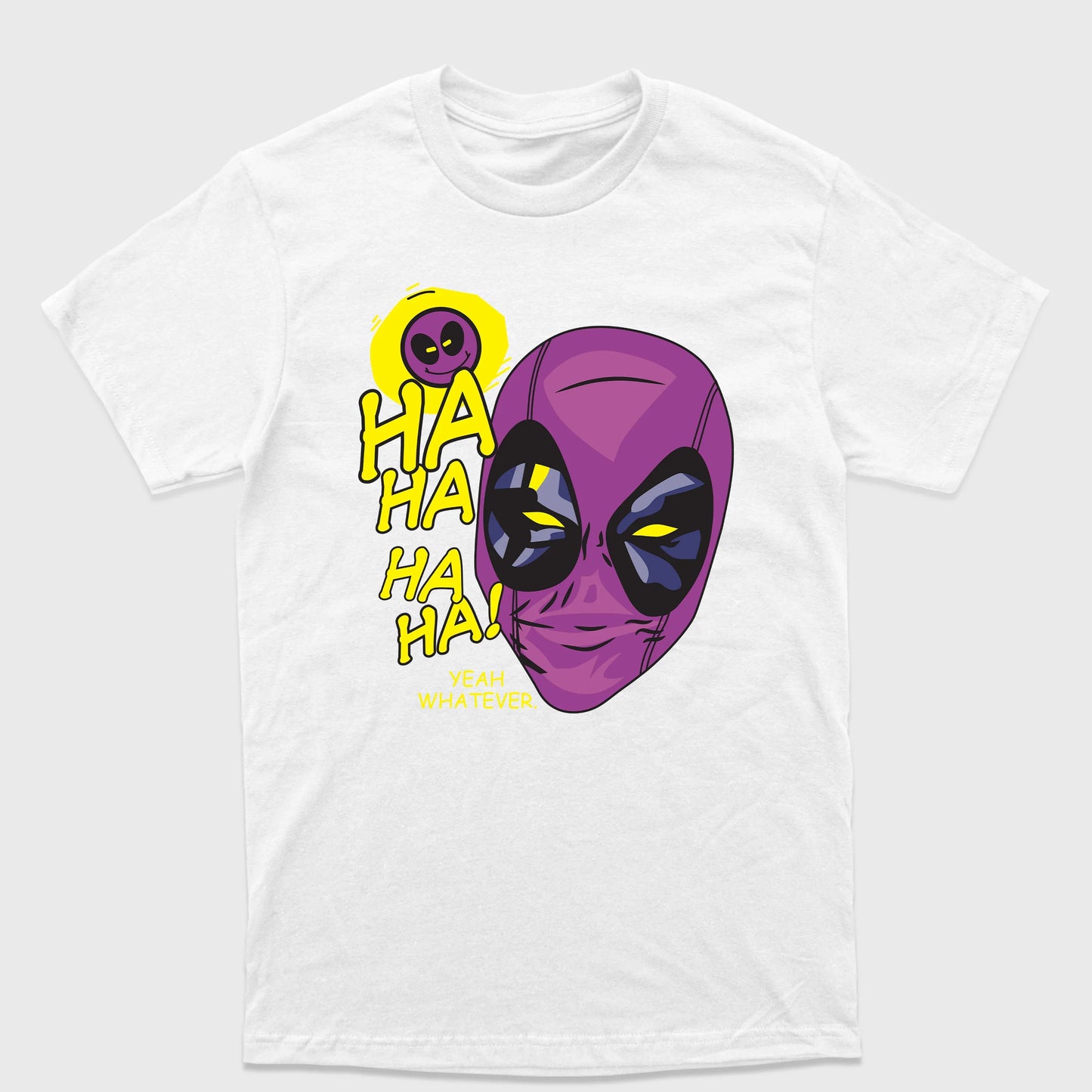 Camiseta Básica Deadpool Ha Ha Ha Branco