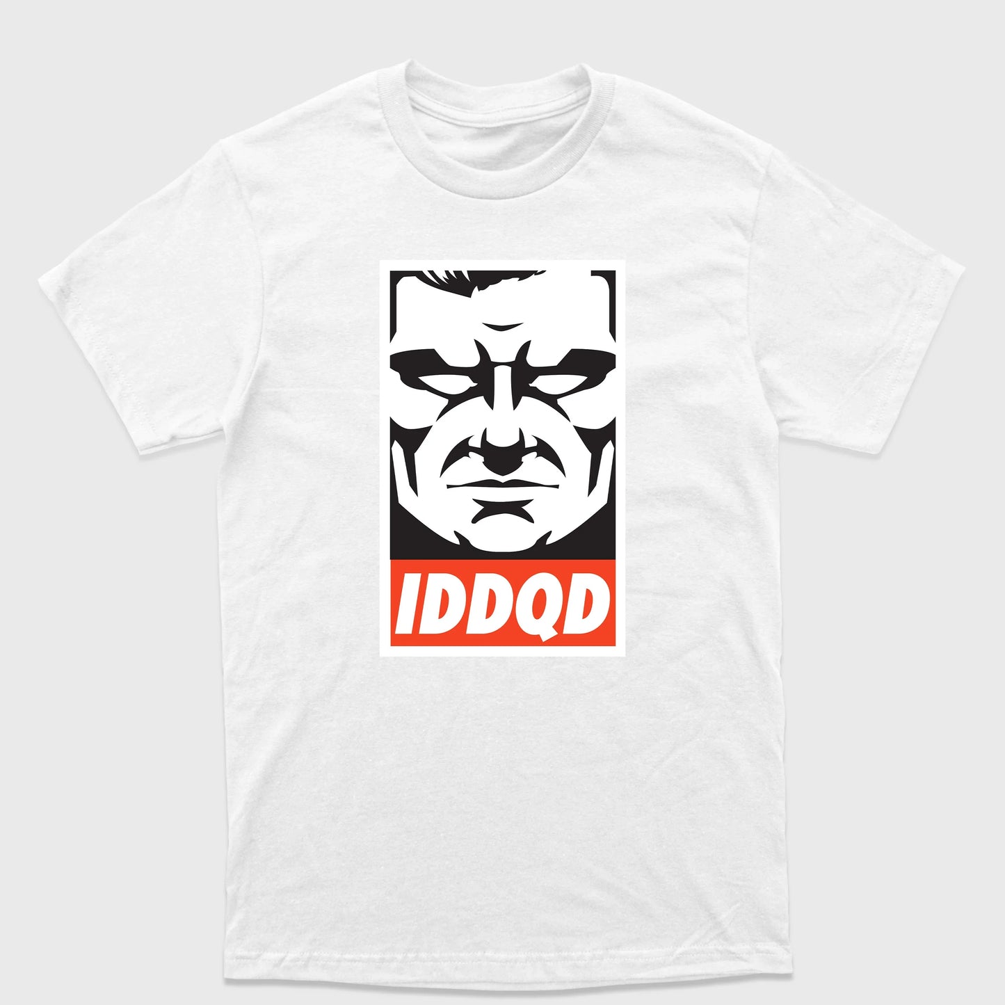 Camiseta Básica Doom Iddqd Face-BRANCO